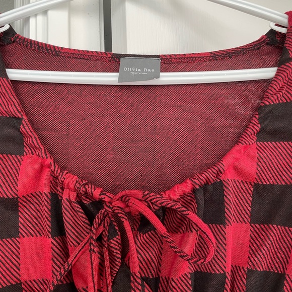 NWOT- Olivia Rae Mini Red/Black Check Dress - Picture 4 of 6